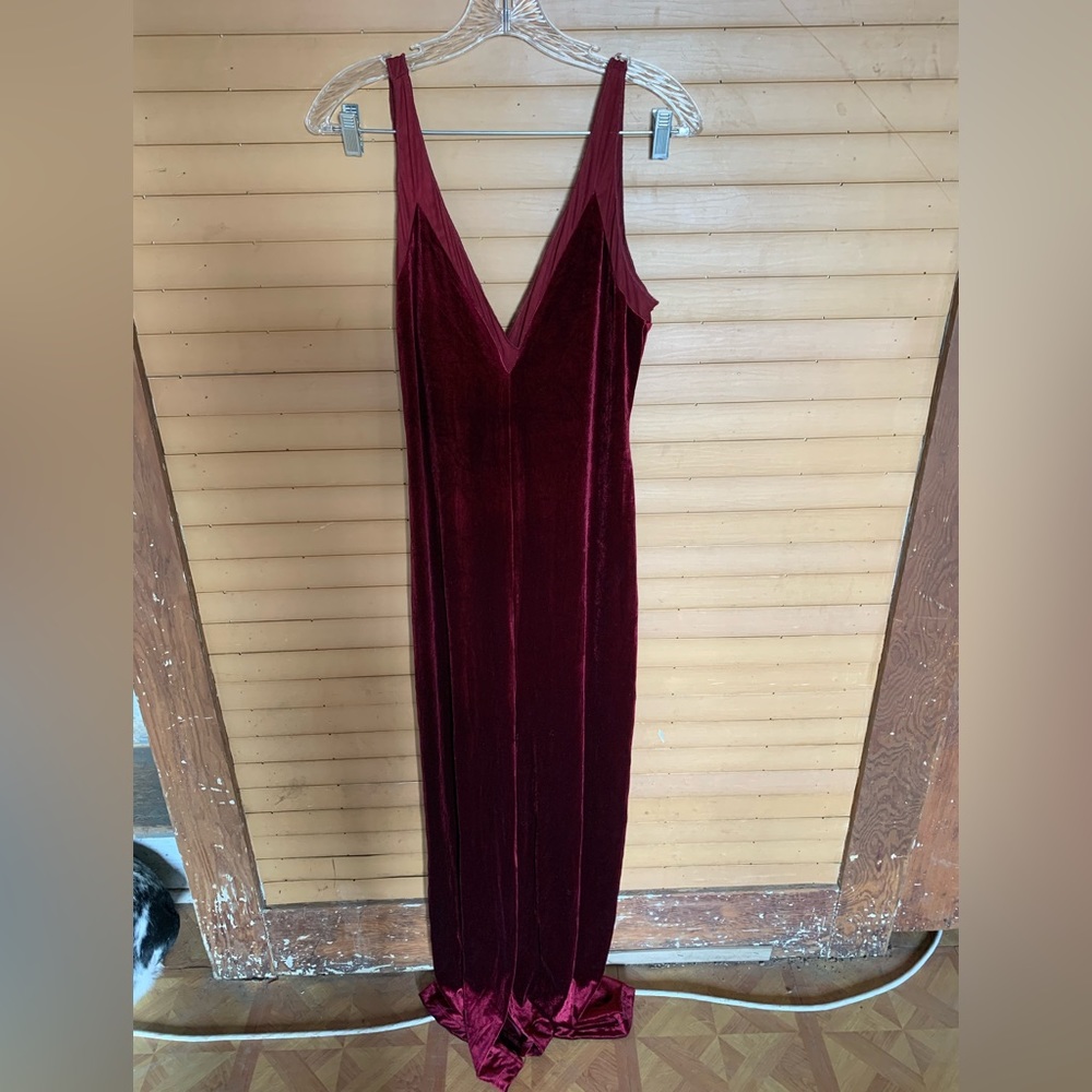 Red velvet maxi dress
